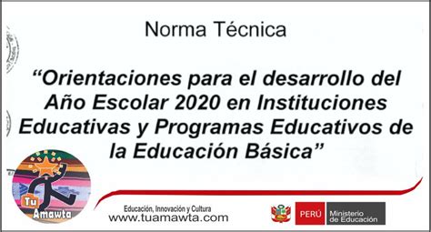 Norma Técnica Orientaciones Para El Desarrollo Del Año Escolar 2020 En