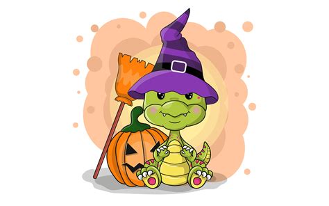 Cute Cartoon Halloween Dinosaur Graphic by maniacvector · Creative Fabrica