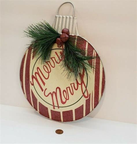 Merry Merry Christmas Ornament Shape Round Metal Home Decor Wall Hanging Sign Ebay