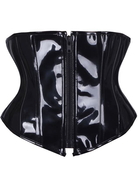 Youloveit Black Pvc Corset Pvc Leather Steampunk Gothic Wasit Trainer