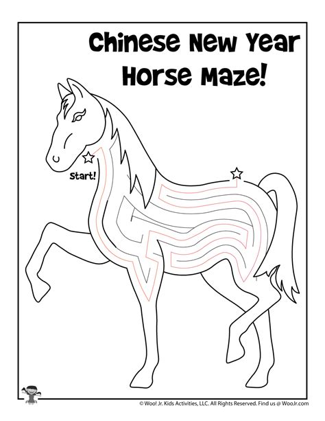 Horse Printable Coloring Page Maze Answer Key Woo Jr Kids