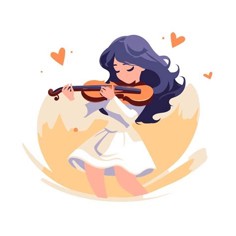 Fille Mignonne Jouant Du Violon Illustration Vectorielle Dans Le Style