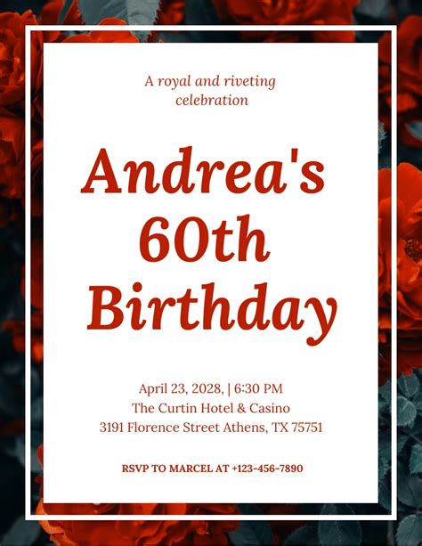 Red 60th Birthday Invitations