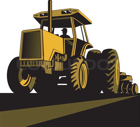 Oldtimer Traktor Auf Wei Em Hintergrund Stock Vektor Colourbox