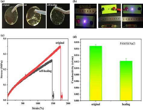 A Photographs Of Self Healing Process Of The Pam Ss Nacl Hydrogel B