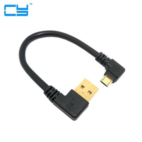 15ซม ชุบทองมุมขวา Micro Usb ด้านซ้าย Usb ประเภทชาย90องศาสายชาร์จข้อมูล