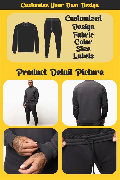 Custom Own Logo Mens Tracksuit Outdoor Sport Sweatsuit Crewneck