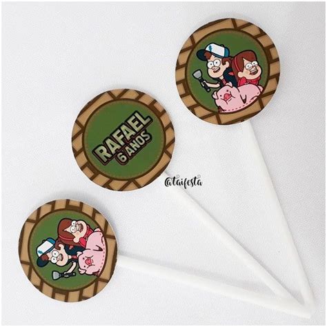 Topper Simples Para Docinhos Gravity Falls 4cm Queda De Gravidade