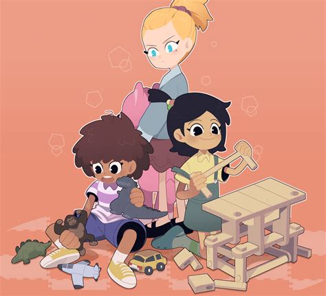 Safebooru 3girls Absurdres Amphibia Anne Boonchuy Black Hair Blonde Hair Blue Eyes Brown Hair