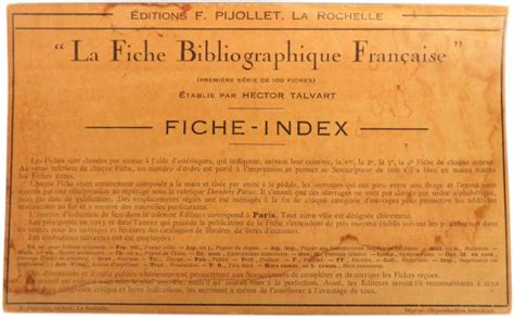 La Fiche Bibliographique Française Important Ensemble De 647 Fiches