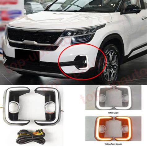 Pcs For Kia Seltos Led Drl Front Bumper Fog Light Assembly