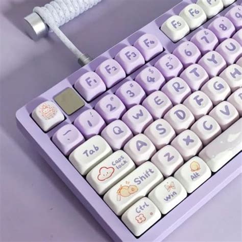 Amazon Gliging Keycaps 142 Keys Purple Rabbit Cute MOA Profile Dye