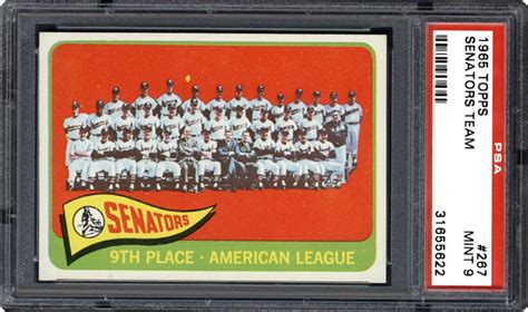 1965 Topps Senators Team Psa Cardfacts®