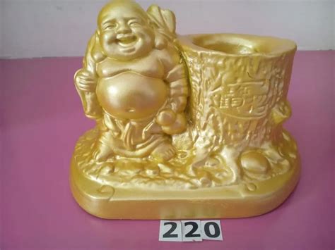 Glossy Golden Fiber Laughing Buddha Statue For Decoration At Rs 220