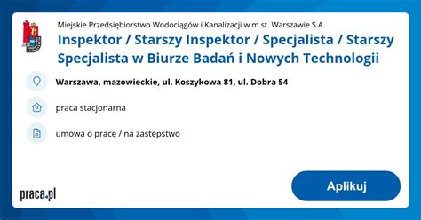 Archiwalna Oferta Nr 7871763 Inspektor Starszy Inspektor