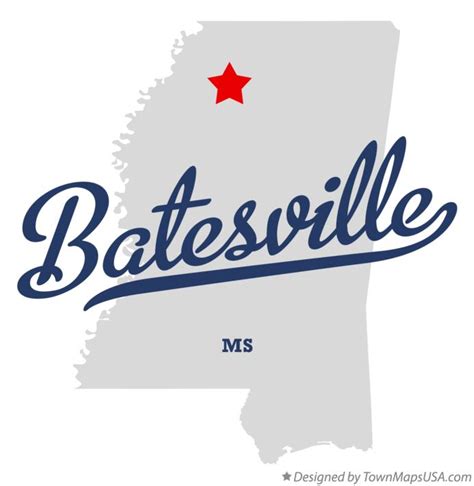 Map of Batesville, MS, Mississippi