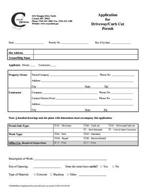 Fillable Online Application For Driveway Curb Cut Permit City Of