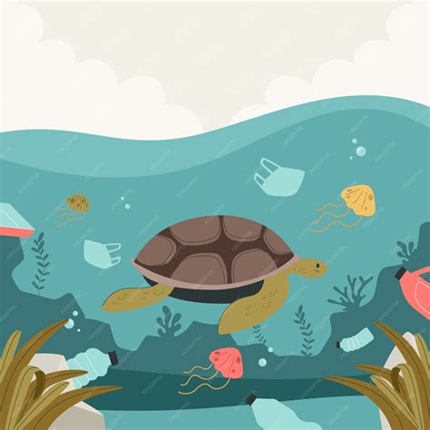 Free Vector | Hand drawn ocean plastic pollution illustration