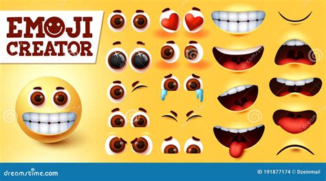 Emoji Smileys Creador Feliz Conjunto De Vector Kit De Caracteres