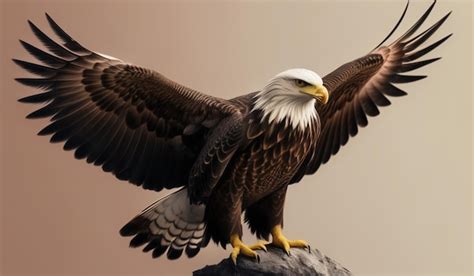 A Bald Eagle With A White Head And Yellow Beak Premium Ai Generated Image