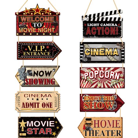 3 Pieces Home Movie Theater Room Decor Cinema and Popcorn Wall Art ...