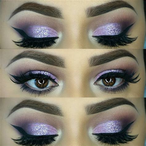 Lavender Colored Eyeshadow Night Out Look With Glitter Smokey Eye Makeup Look Eye Makeup