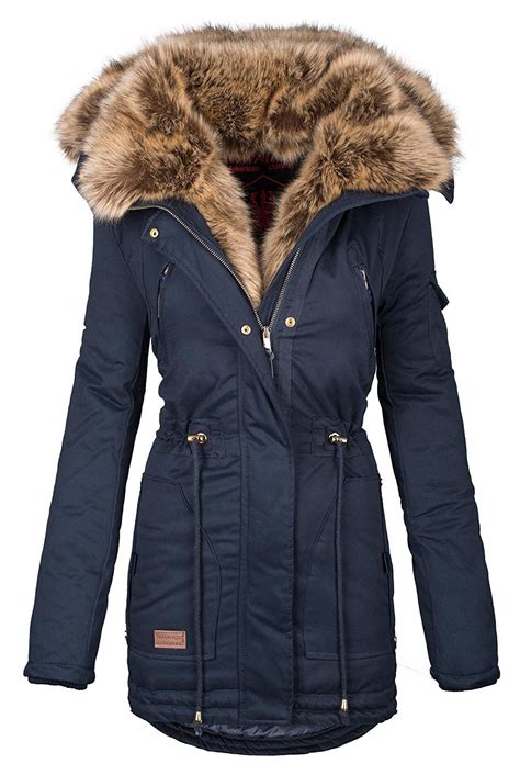 Navahoo Warme Damen Winter Jacke Parka Lang Mantel Winterjacke Fell