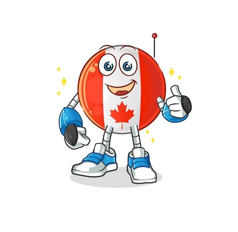 Premium Vector Canada Flag Robot Character Cartoon Mascot Vector