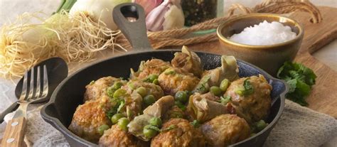 Albóndigas con alcachofas y guisantes en Ollas GM Recetas Cecotec