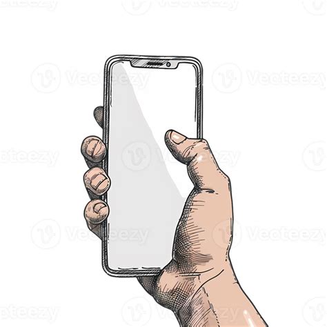 Hand Holding Smartphone With Blank Screen Illustration 46801142 Png