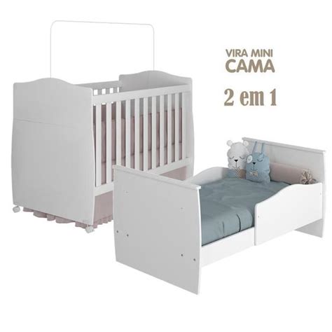 Berco Bebe Vira Cama - Berço Americano de Bebê MDF Vira Mini Cama Com Regulagem Altura Estrado ...
