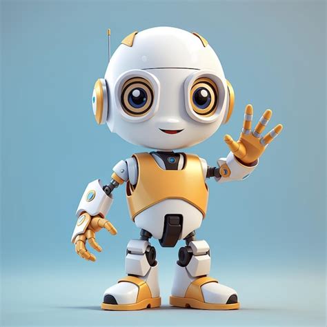 Premium Photo Cute 3d Robot Waving Hand Cartoon Vector Icon Illustration People Technology