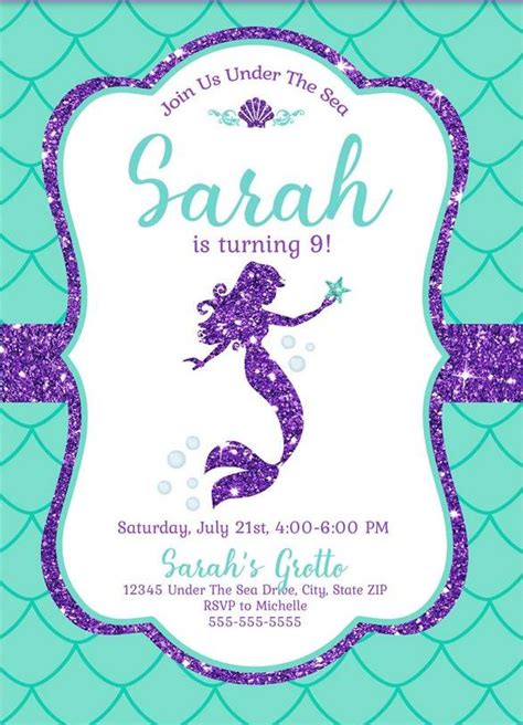 Free Mermaid Birthday Invitations Printable Printable Templates Your Go To Resource For Every