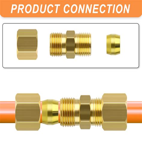 Snapklik GASHER 10PCS Brass Compression Tube Pipe Fitting Connector