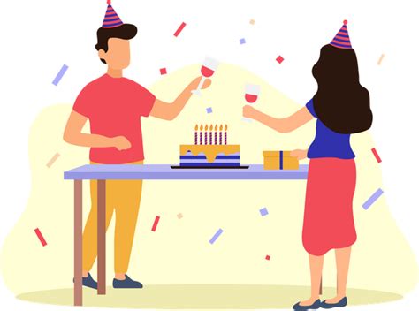 Best Couple Celebrating Birthday Party Illustration Download In Png