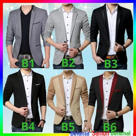 Jual Blazer Jas Jacket Casual Pria Korea Zipper Blazer Coklat Blazer