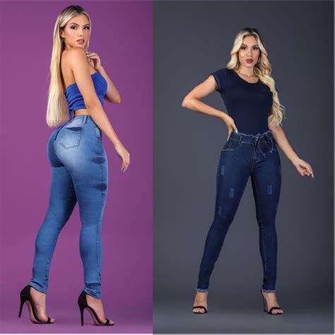 kit 2 Peças Calça Jeans Feminina Skinny Cintura Alta Lycra Empina