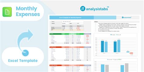 Excel Template for Monthly Expenses - Analysistabs