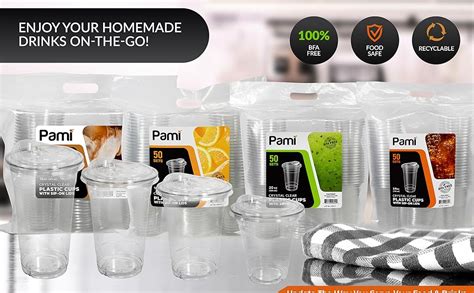 Amazon.com: PAMI Clear 24oz Plastic Cups With Sip Lids [Pack of 50 ...