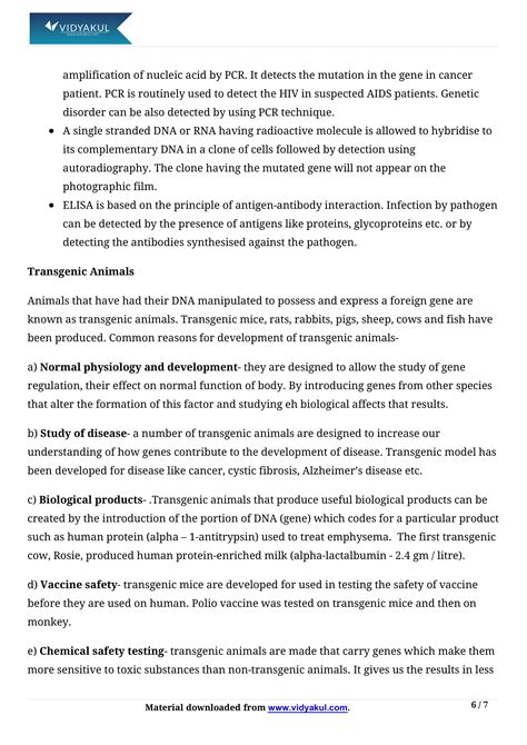 Biotechnology And Its Applications Class 12 Notes Vidyakul