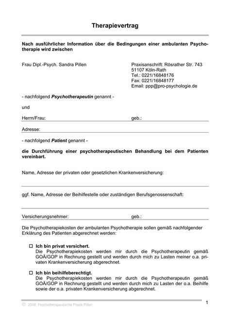 Therapievertrag Pro Psychologie