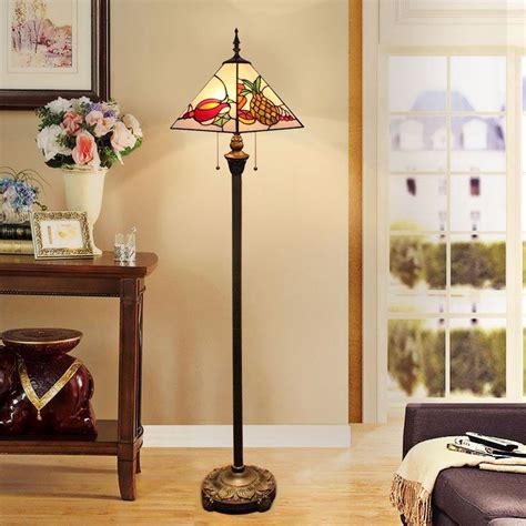 Tetrahedron Shade Stained Glass Floor Standing Lamp