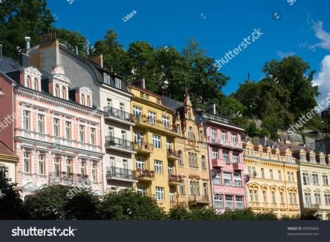 House Facades In Karlovy Vary (Karlsbad, Carlsbad), Czech Republic ...