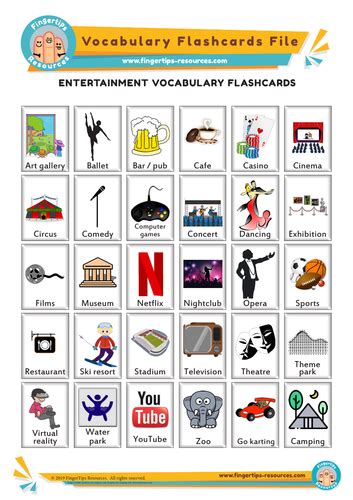 Entertainment Vocabulary Flashcards Teaching Resources