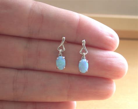 Sterling Silver Sky Opal Stud Earrings Blue Opal Earrings UK Earrings