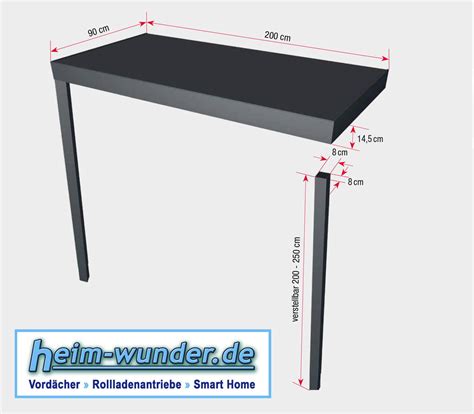 Gutta Rechteckvordach BS PLUS 200 Mit Pfosten Sonderfarbe