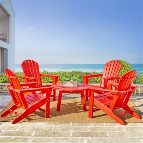 Glitzhome Outdoor Piece Rust Proof Hdpe Adirondack Chair Set With