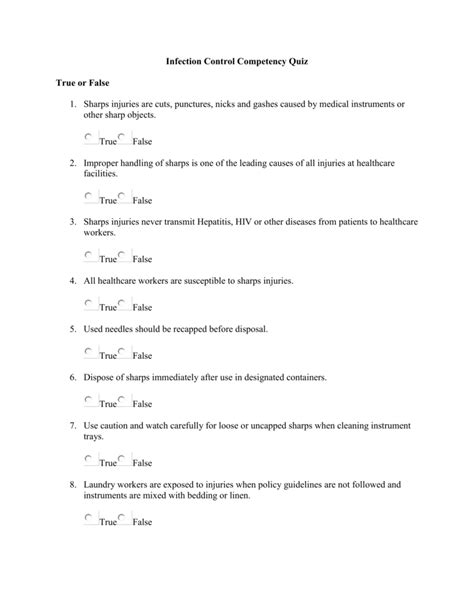 Infection Control Quiz Questions And Answers Safety And Infe