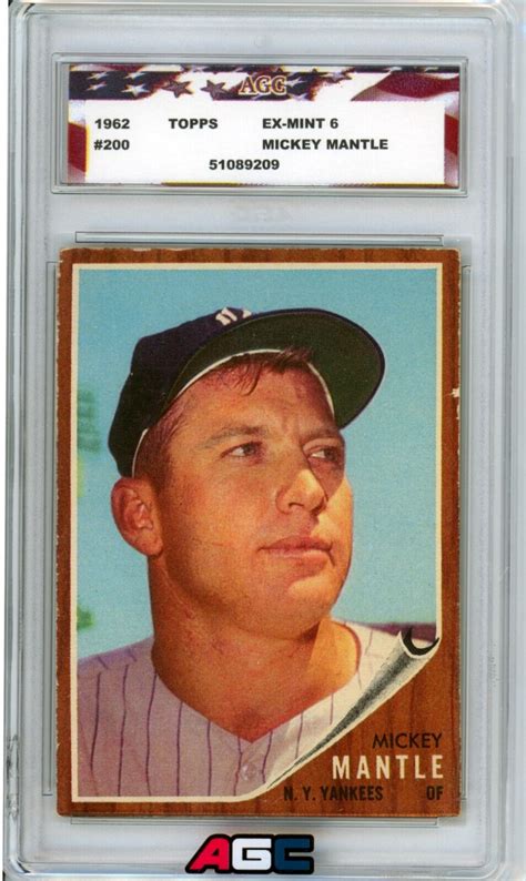 1962 Topps Mickey Mantle 200 AGC 6 Ex Mint New York Yankees EBay