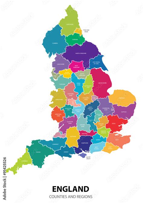 England Map With Regions Stock Vector Adobe Stock